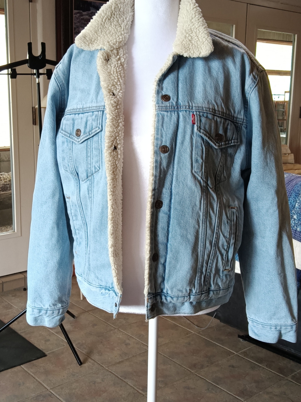Levi's Light Blue Denim Sherpa Jacket with Cream Lining